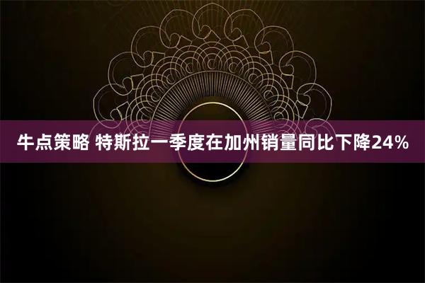 牛点策略 特斯拉一季度在加州销量同比下降24%